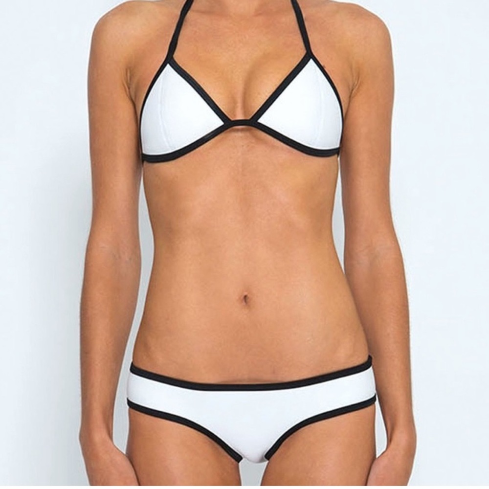 Triangl Chloe Neoprene Bikini Bottom White Black Solid